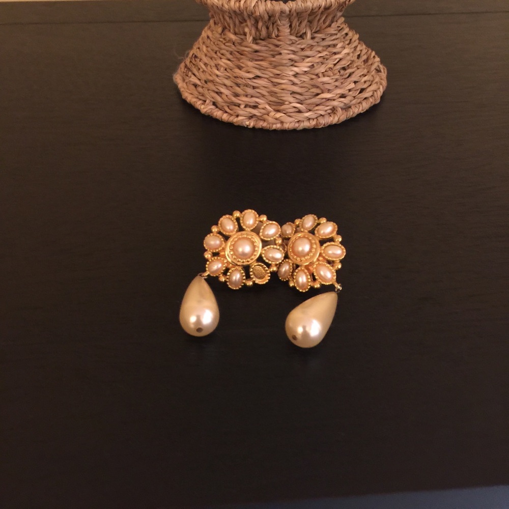 Gold Pearl Clip On Earrings